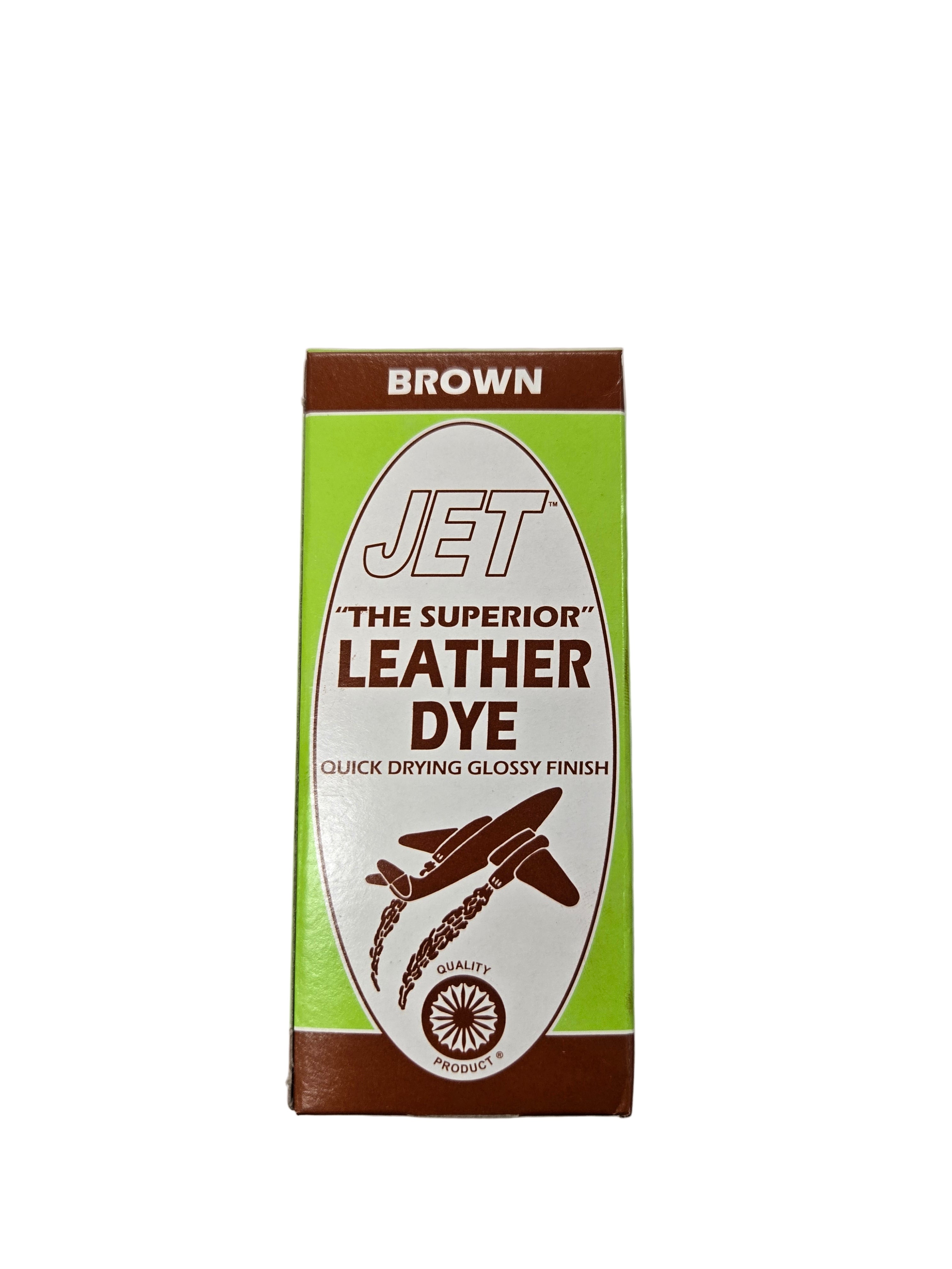 Box of Jet Leather Dye on a white background